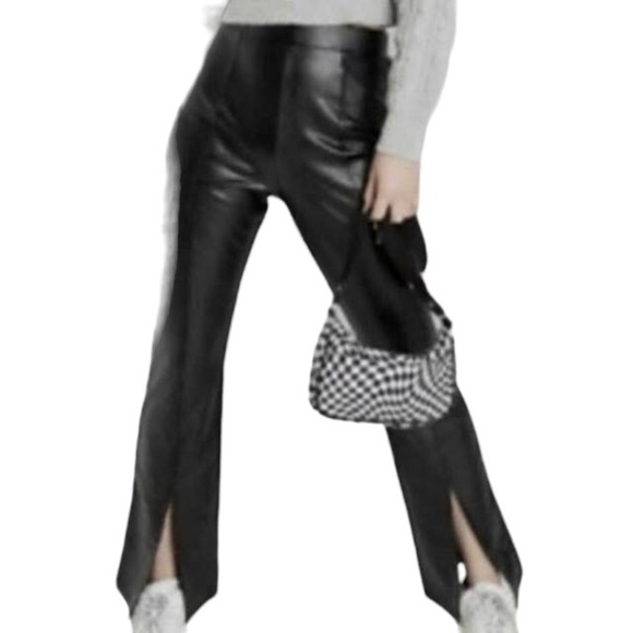 Wild Fable Faux Leather Pull In Pant XXL High Split Flare Hem Dressy 32” Inseam - Picture 1 of 9